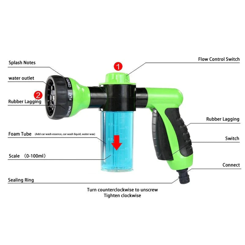 Jet Spray Water Gun Hose Nozzle for Powerful Watering and Cleaning