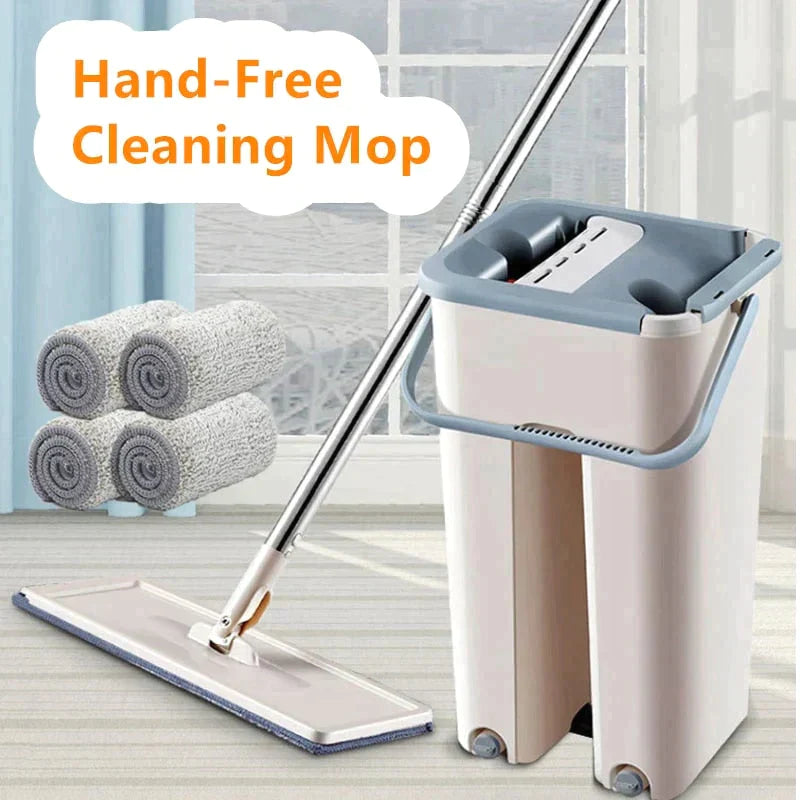Hands-Free Wringing Flat Mop Bucket for Effortless Cleaning