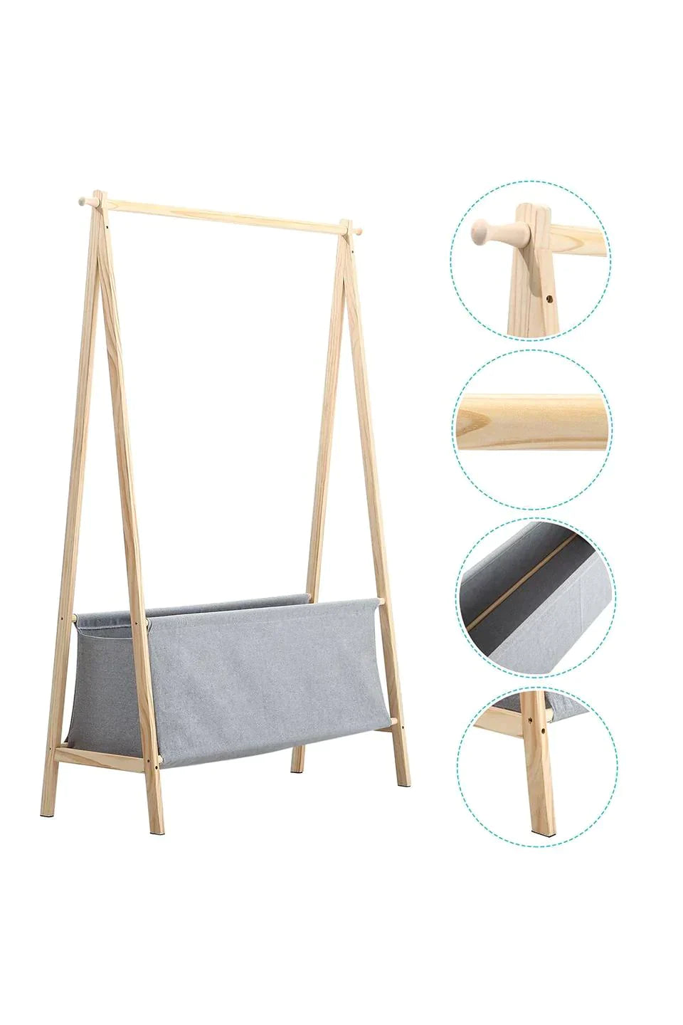 Portable Clothing Storage Solution Wooden Garment Rack